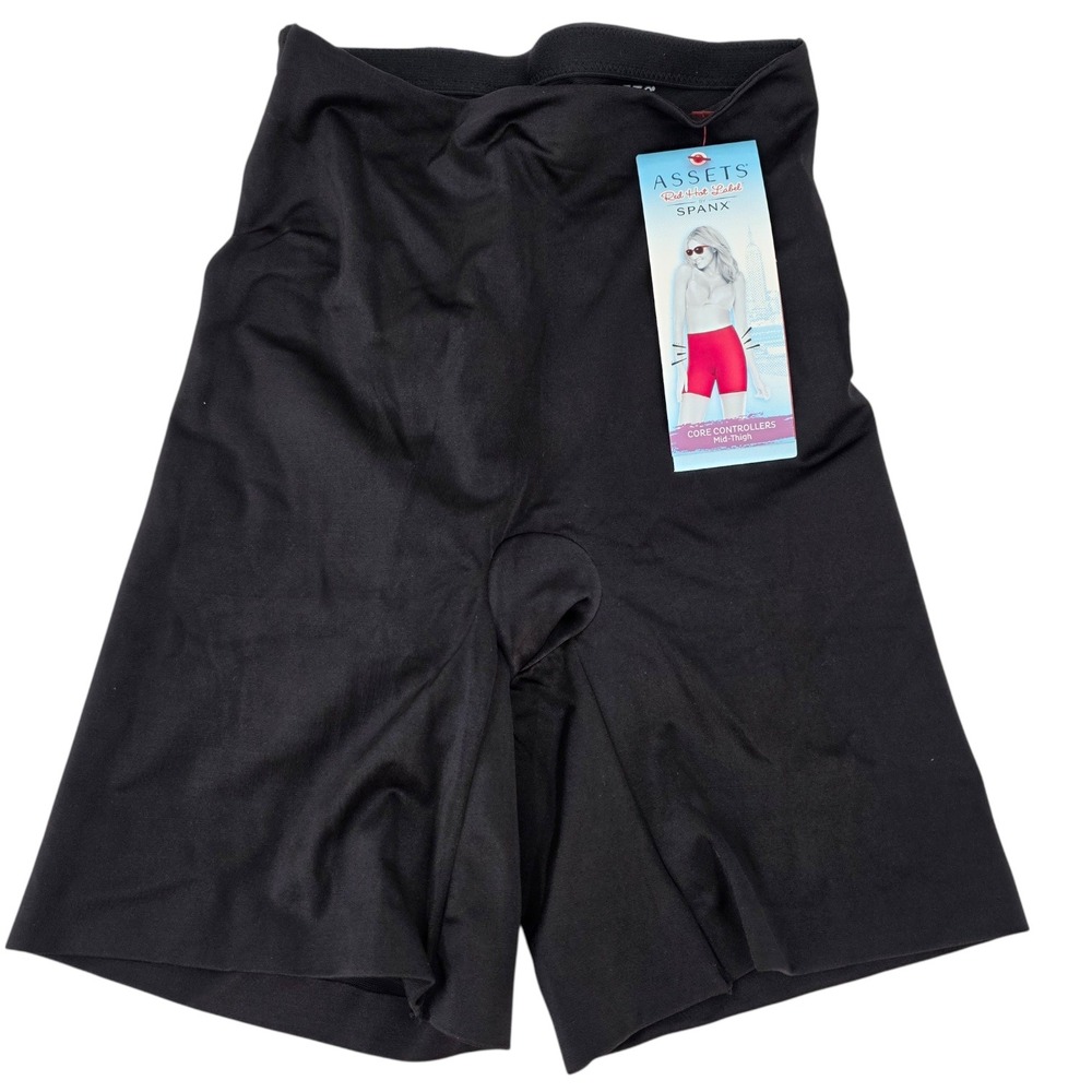 Spanx Assets Womens S Core Controllers Mid-Thigh Shorts in Black NWT